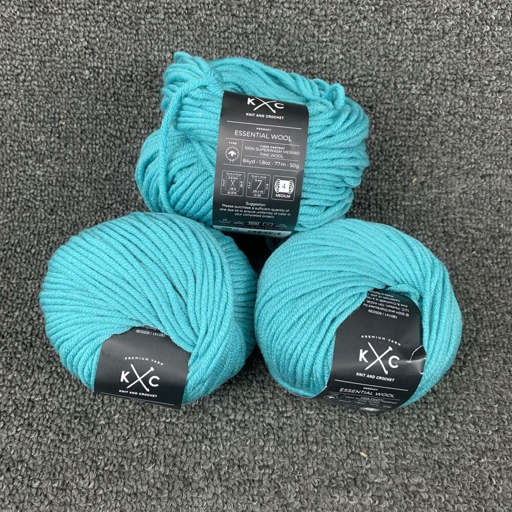 Lot Of 3 New K+C Essential Wool Waterfall Yarn Superwash Merino Discontinued